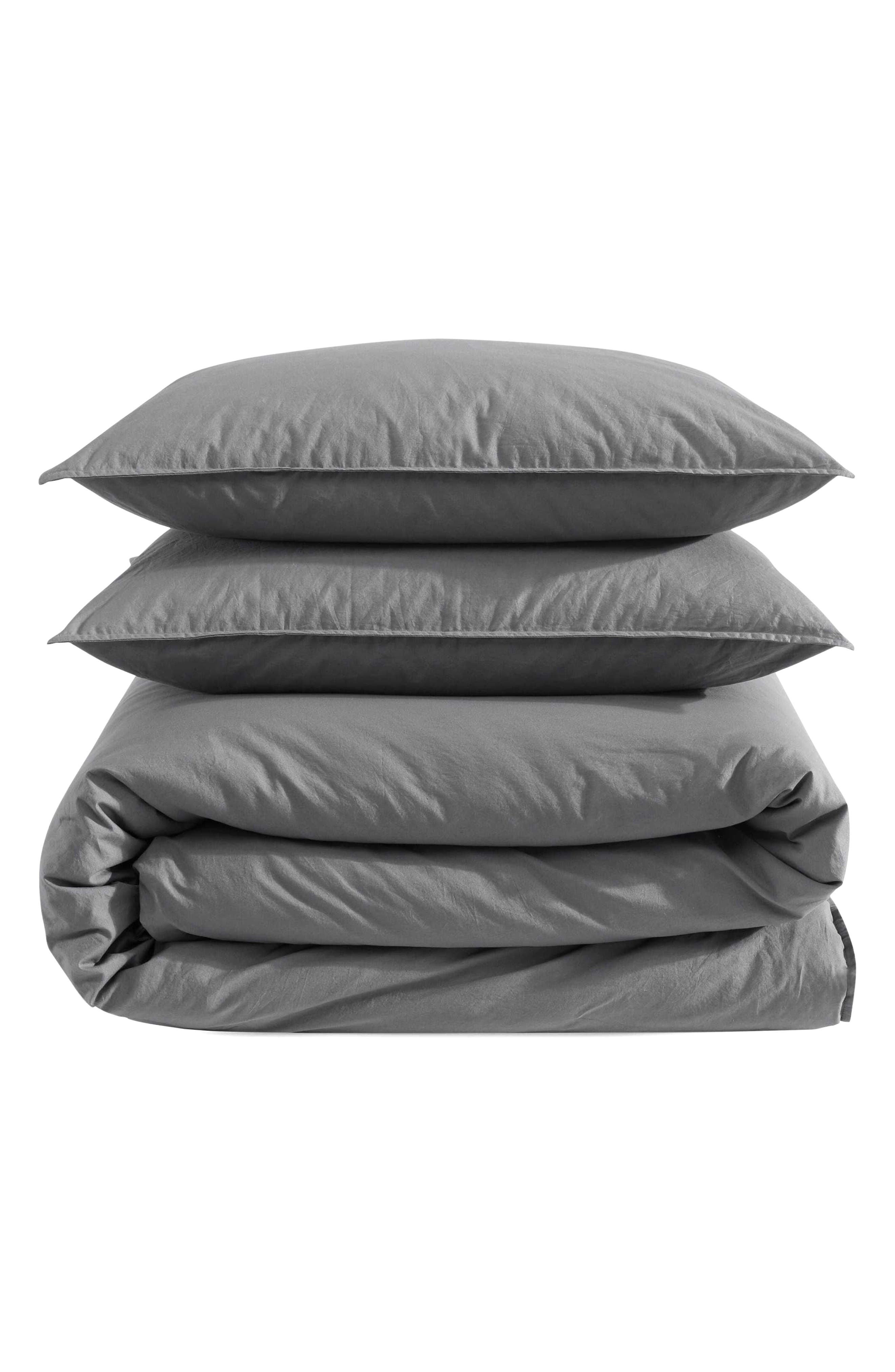 Calvin Klein Washed Percale Comforter & Shams Set - Grey, Queen