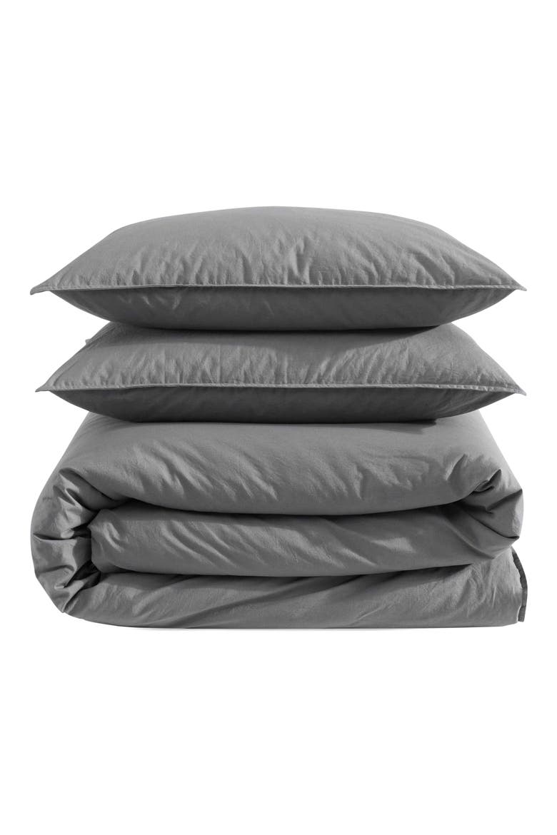 Washed Percale Comforter & Shams Set, Main, color, GREY