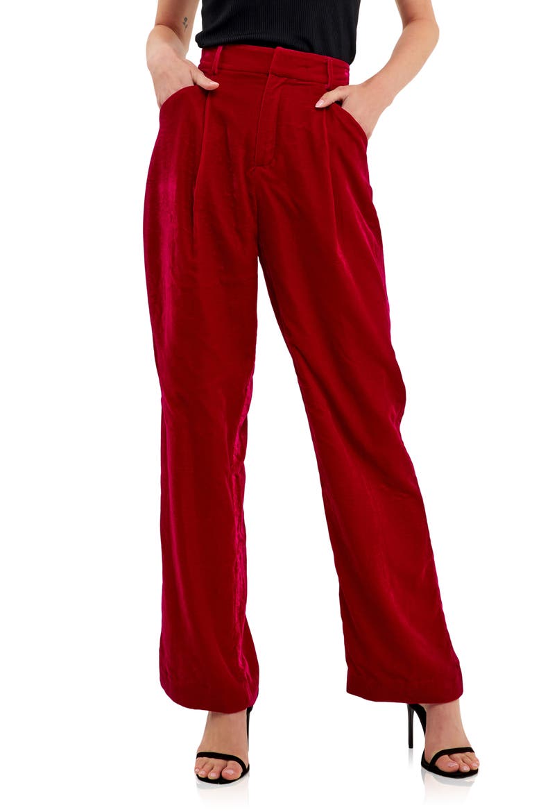 Matte Velvet Trousers, Main, color, FUCHSIA