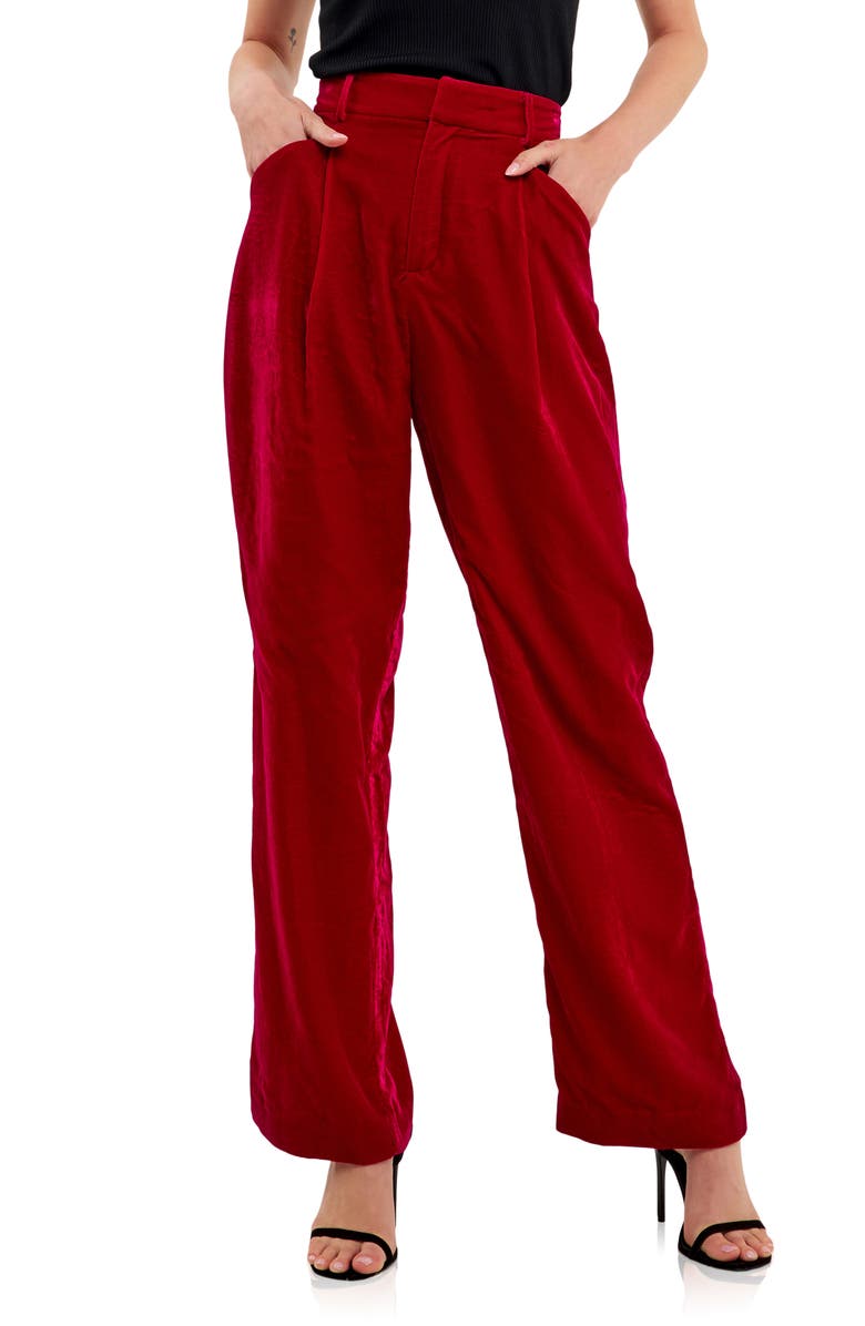 Endless Rose Matte Velvet Trousers, Main, color, Fuchsia