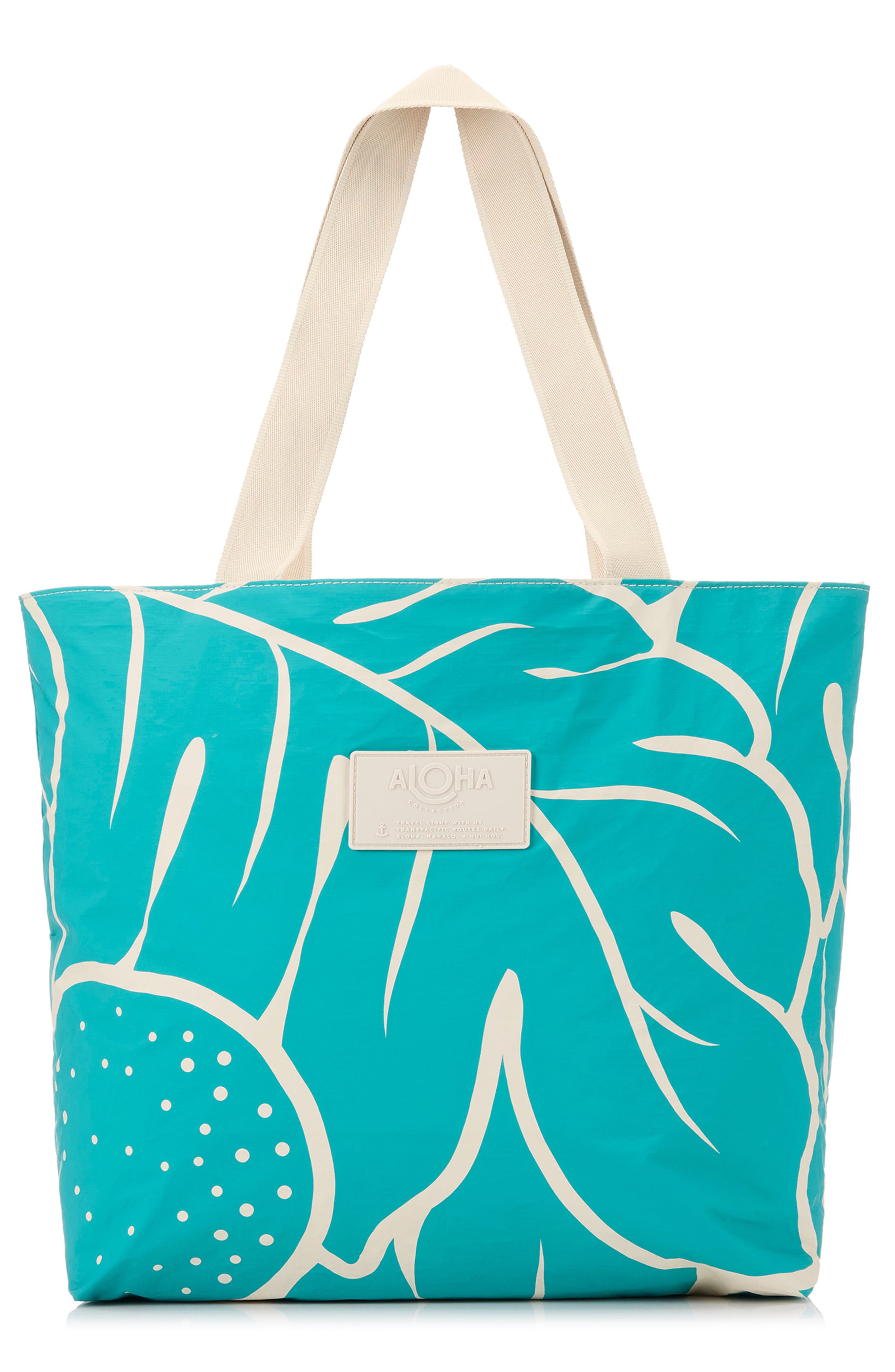 Aloha Collection Day Tripper Ulu Nui Water Resistant Tyvek<sup>®</sup> Tote, Main, color, Dark Teal/ Sandstone