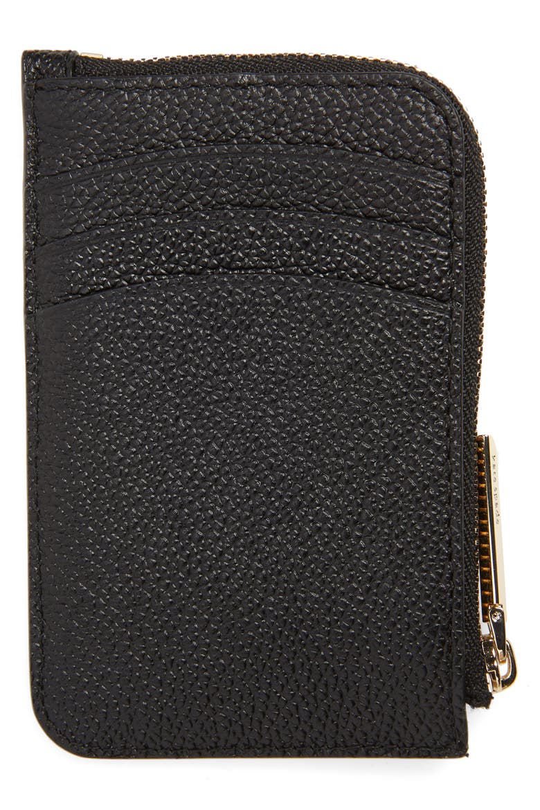 margaux leather zip card holder, Alternate, color, BLACK
