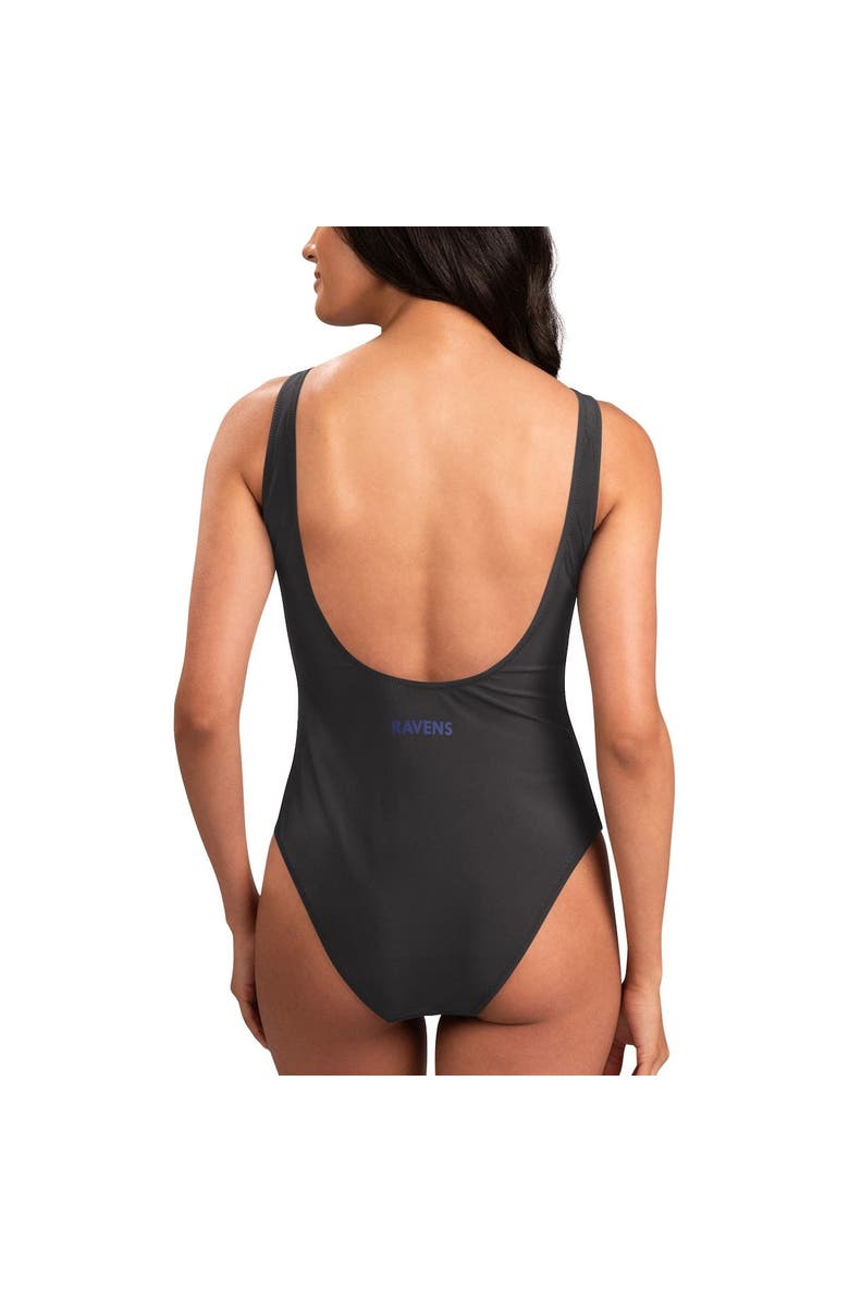 G-III 4HER BY CARL BANKS Women's G-III 4Her by Carl Banks Black Baltimore Ravens Making Waves One-Piece Swimsuit, Alternate, color,