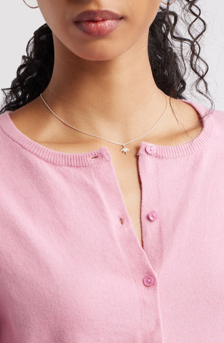 BP. Crewneck Cotton Blend Cardigan, Alternate, color, Pink Prince