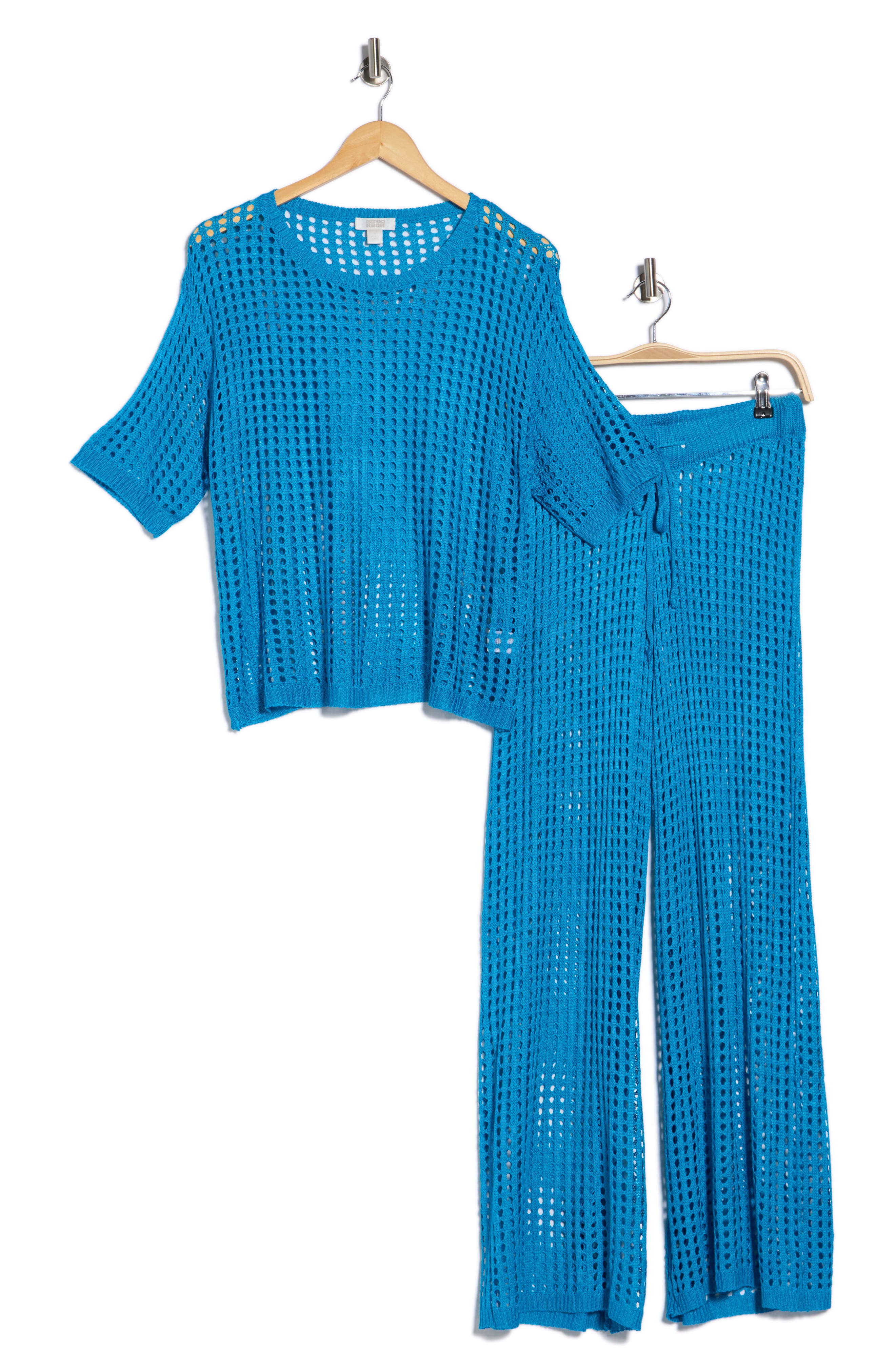 Open Knit Cover-Up Top & Pants Set - image 4