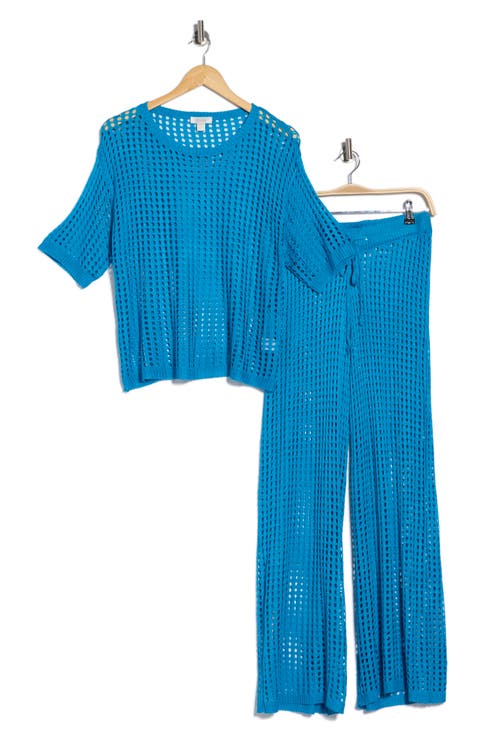 Open Knit Cover-Up Top & Pants Set