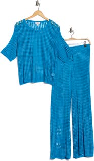 NORDSTROM RACK Open Knit Cover-Up Top & Pants Set