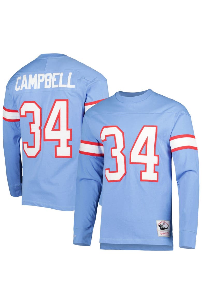 Men's Mitchell & Ness Earl Campbell Light Blue Houston Oilers 1984 Retired Player Name & Number Long Sleeve T-Shirt, Main, color, Light Blue