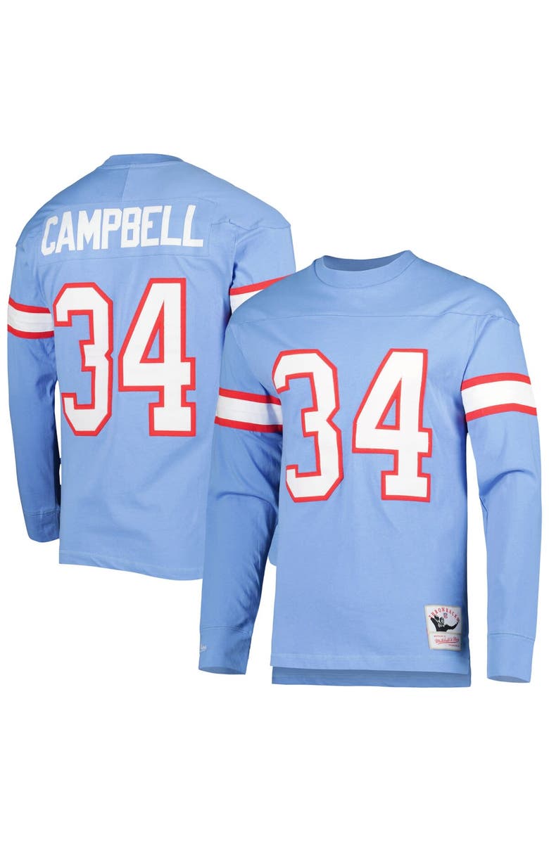 Mitchell & Ness Men's Mitchell & Ness Earl Campbell Light Blue Houston Oilers 1984 Retired Player Name & Number Long Sleeve T-Shirt, Main, color, Light Blue
