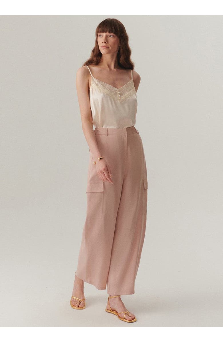 Exquise Gemma High Waist Cargo Trousers, Main, color, Powder