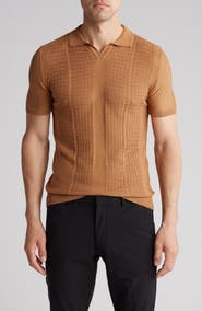 T.R. PREMIUM Textured Sweater Knit Johnny Collar Polo