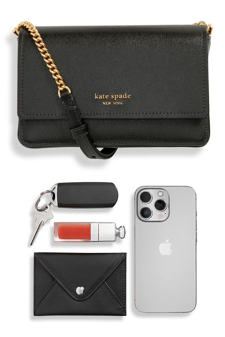 morgan leather wallet on a chain, Alternate, color, BLACK