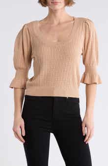 PAIGE Magnolia Pointelle Scoop Neck Sweater