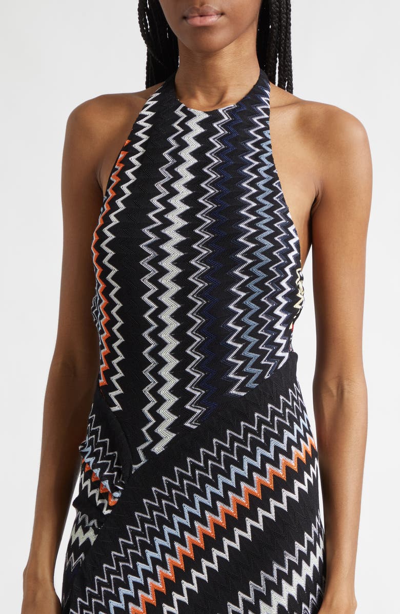 Missoni Chevron Halter Maxi Dress, Alternate, color, Multicolor W Blk Bs