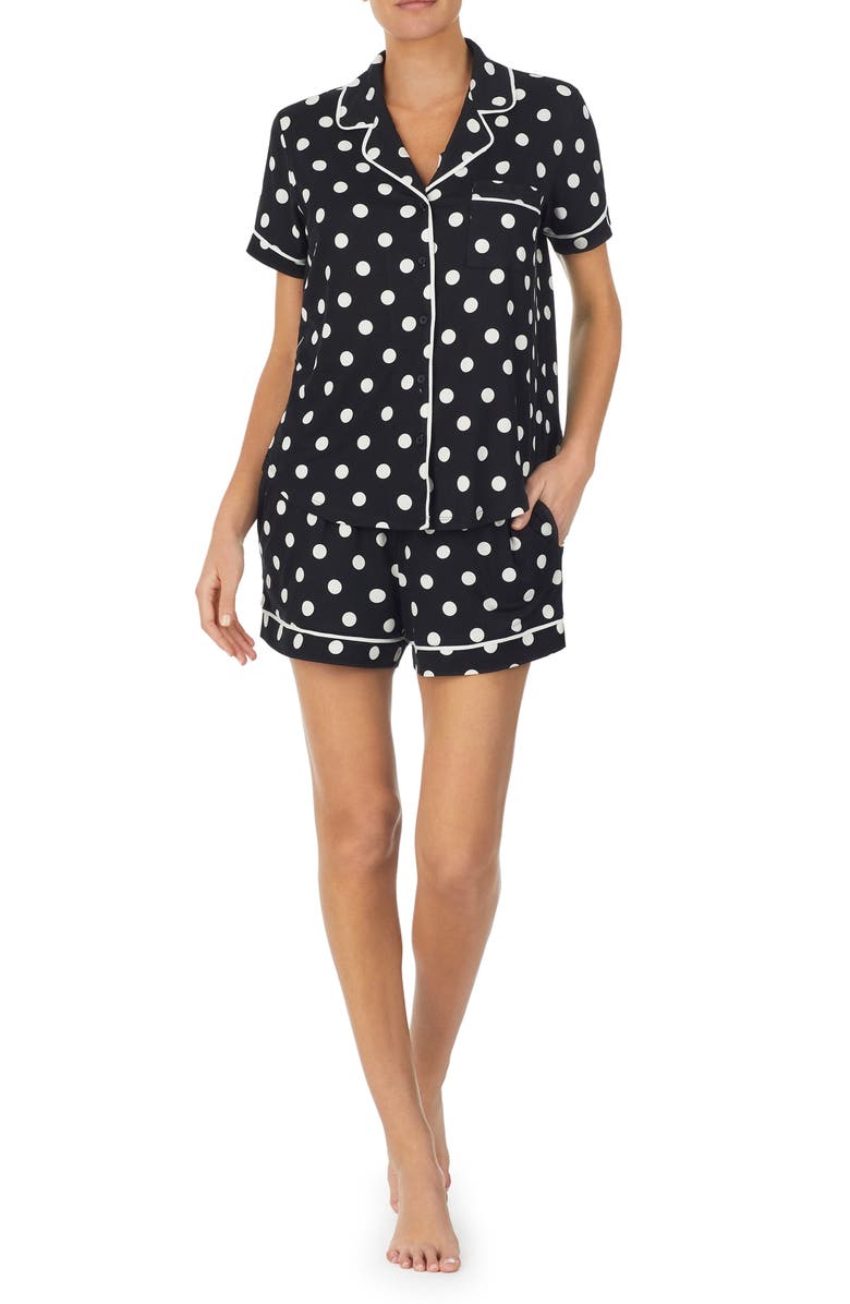Kate Spade New York print short pajamas, Main, color, Black/ Dot