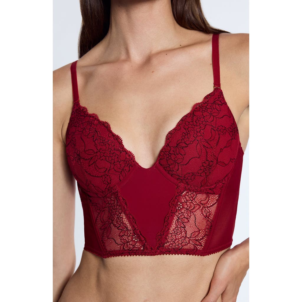 Pepper Lace Lift Up Corset Top In Red