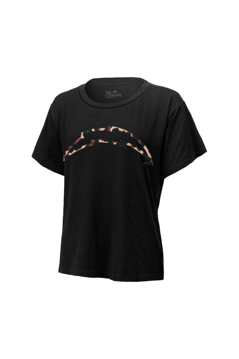 Women's Majestic Threads Justin Herbert Black Los Angeles Chargers Leopard Player Name & Number T-Shirt, Alternate, color, Black