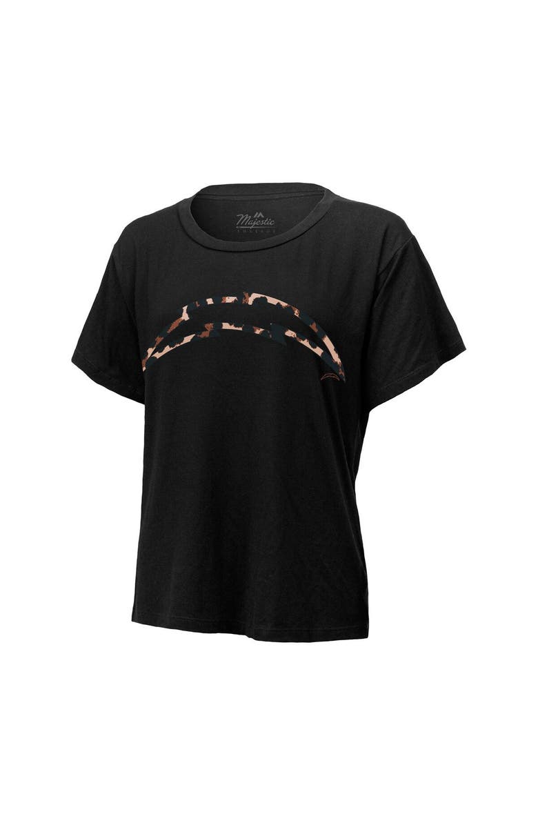 Majestic Threads Women's Majestic Threads Justin Herbert Black Los Angeles Chargers Leopard Player Name & Number T-Shirt, Alternate, color, Black