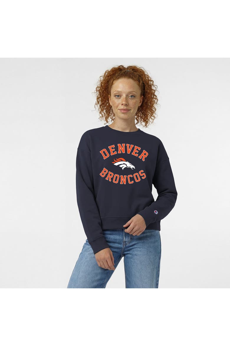 Women's Champion  Navy Denver Broncos Heart & Soul Powerblend Sweatshirt, Main, color, Navy