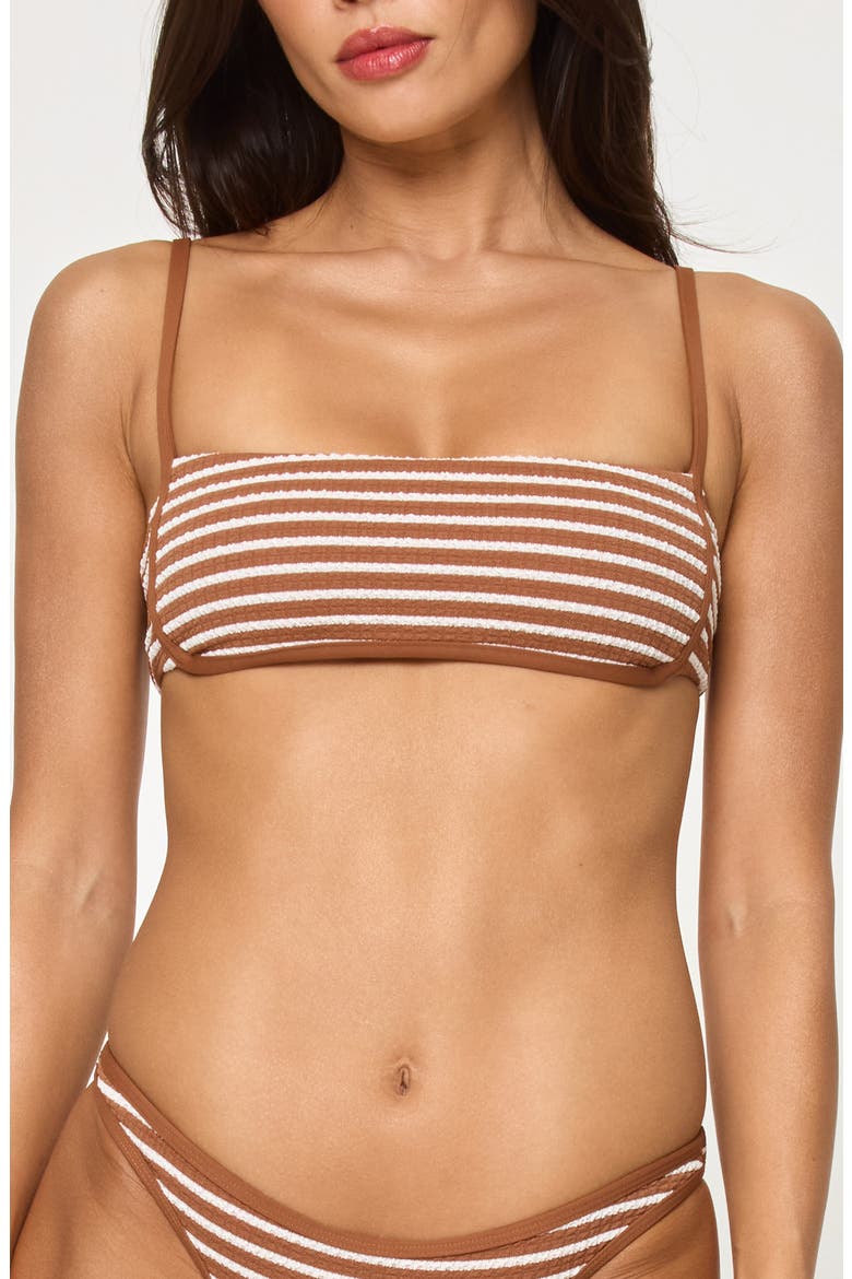 Hazel Stripe Bikini Top, Main, color, BROWN SUGAR