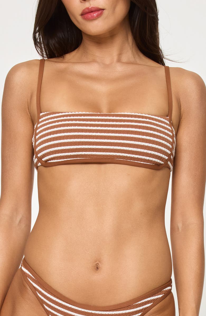 LSPACE Hazel Stripe Bikini Top, Main, color, Brown Sugar