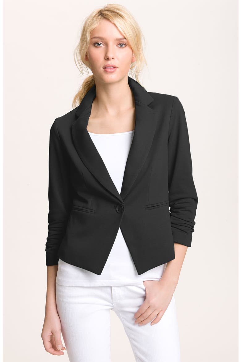 Gibson One Button Fleece Blazer, Main, color, BLACK