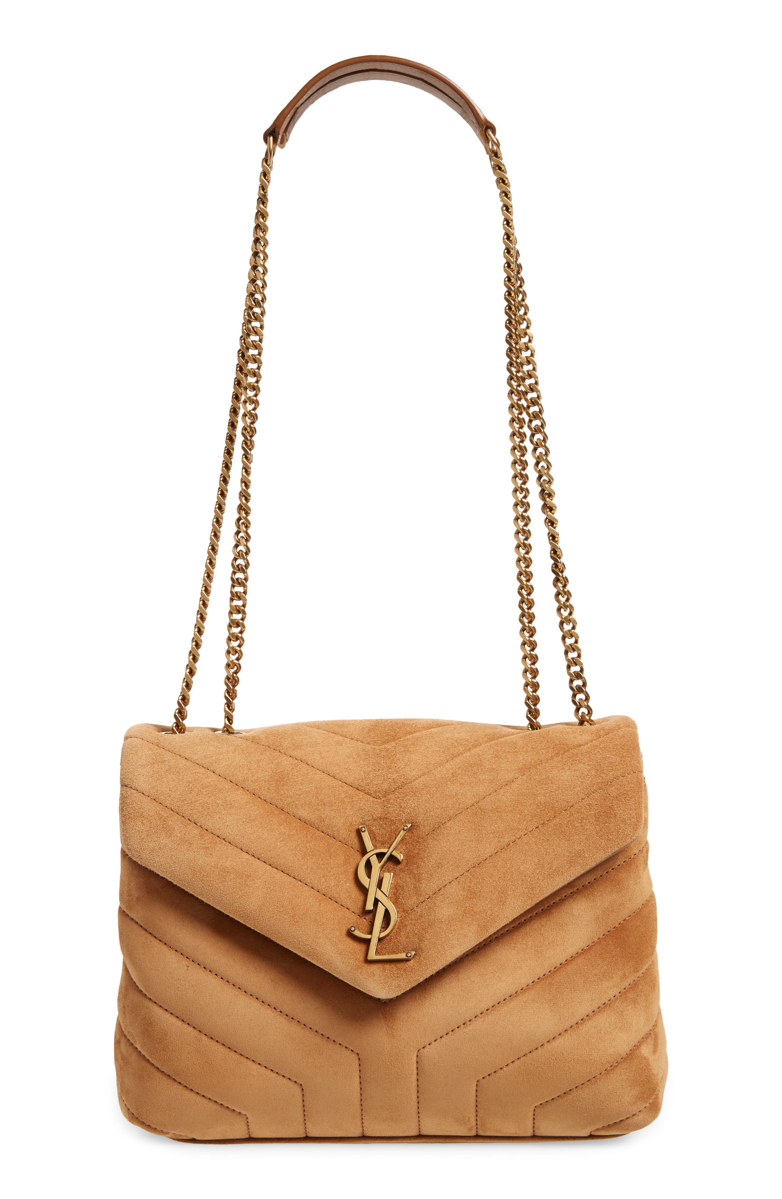 Saint Laurent Small LouLou Quilted Suede Shoulder Bag, Main, color, 
