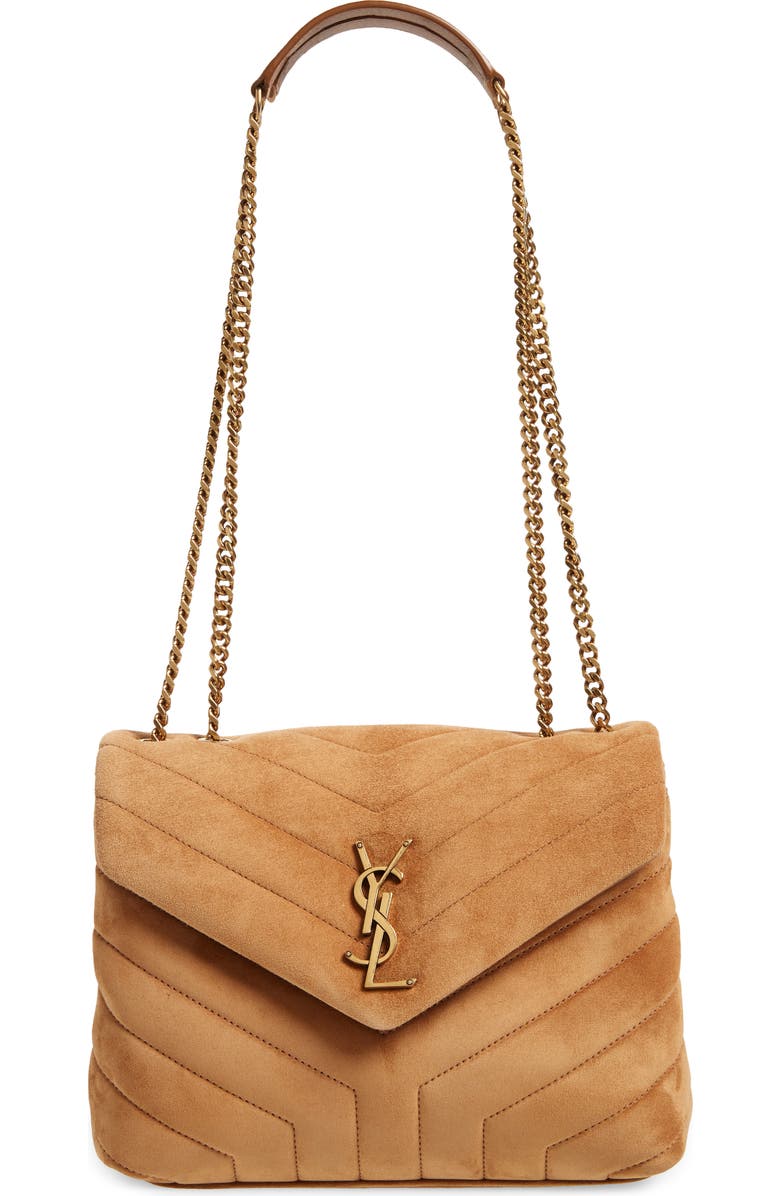 Saint Laurent Small LouLou Quilted Suede Shoulder Bag, Main, color,