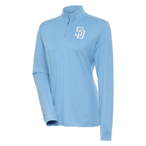 Women's Antigua  Light Blue San Diego Padres Mentor Quarter-Zip Pullover Top