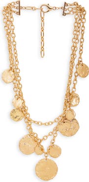 SAACHI Hammered Coin Cascading Charm Layered Necklace