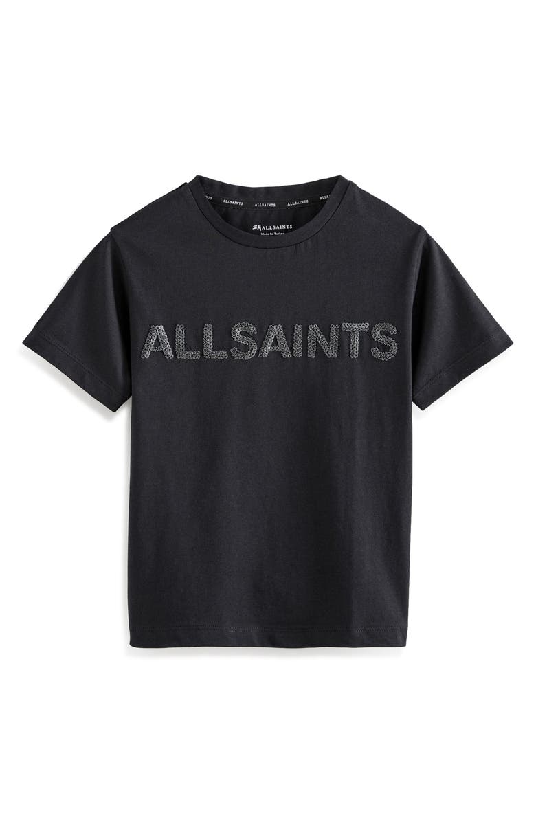 smALLSAINTS by ALLSAINTS Kids' Sequin Logo Cotton Graphic T-Shirt, Main, color, 