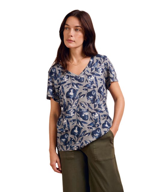 Relaxed V-Neck Linen Blend T-Shirt