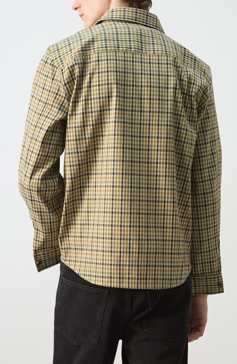 MANGO Plaid Print Shirt Jacket, Alternate, color, Olive Green