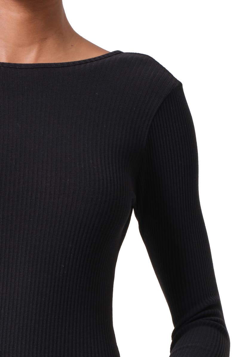 AGOLDE Bridget Rib V-Neck Bodysuit, Alternate, color, Black