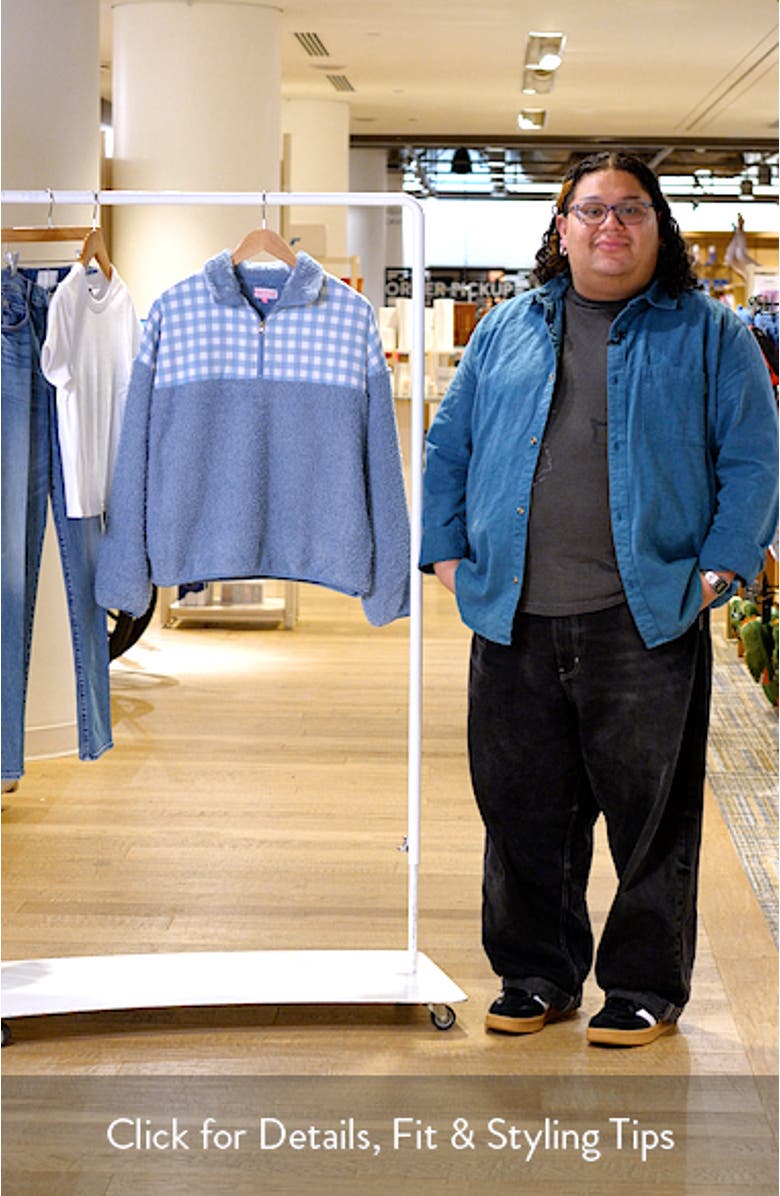 Gingham Aria Colorblock Quarter Zip Pullover, sales video thumbnail