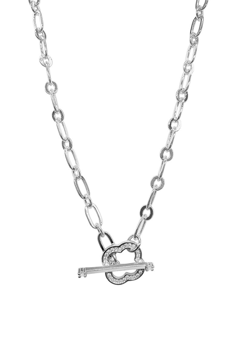 Adornia Crystal Clover Paperclip Chain Necklace, Alternate, color, 