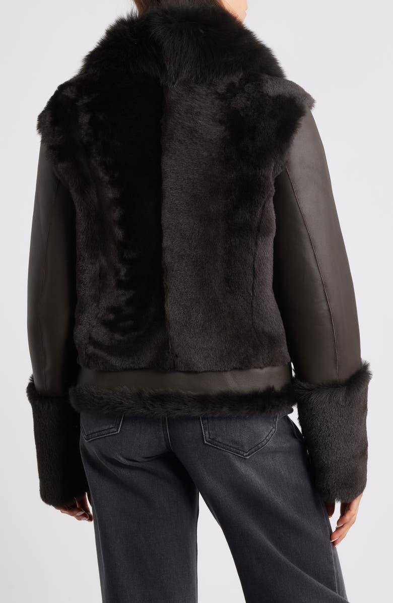 HiSO Soul Reversible Genuine Shearling Moto Jacket, Alternate, color, Chocolate