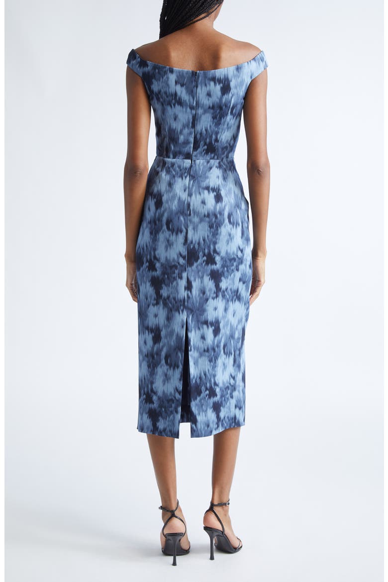 Floral Chiné Stretch Cady Sheath Dress, Alternate, color, LAKE MULTI