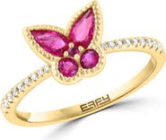 EFFY Diamond & Ruby Butterfly Ring