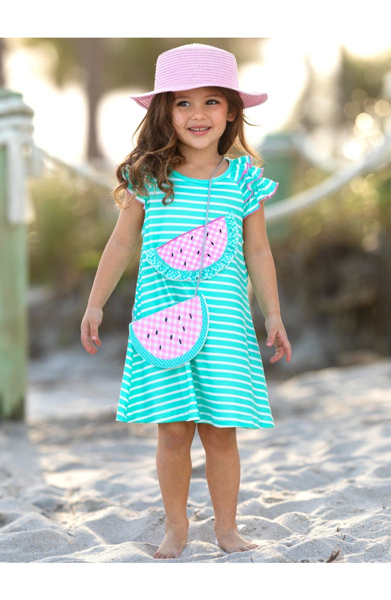 Mia Belle Girls Girls Couture Cutie Watermelon Dress and Purse Set, Alternate, color, Green