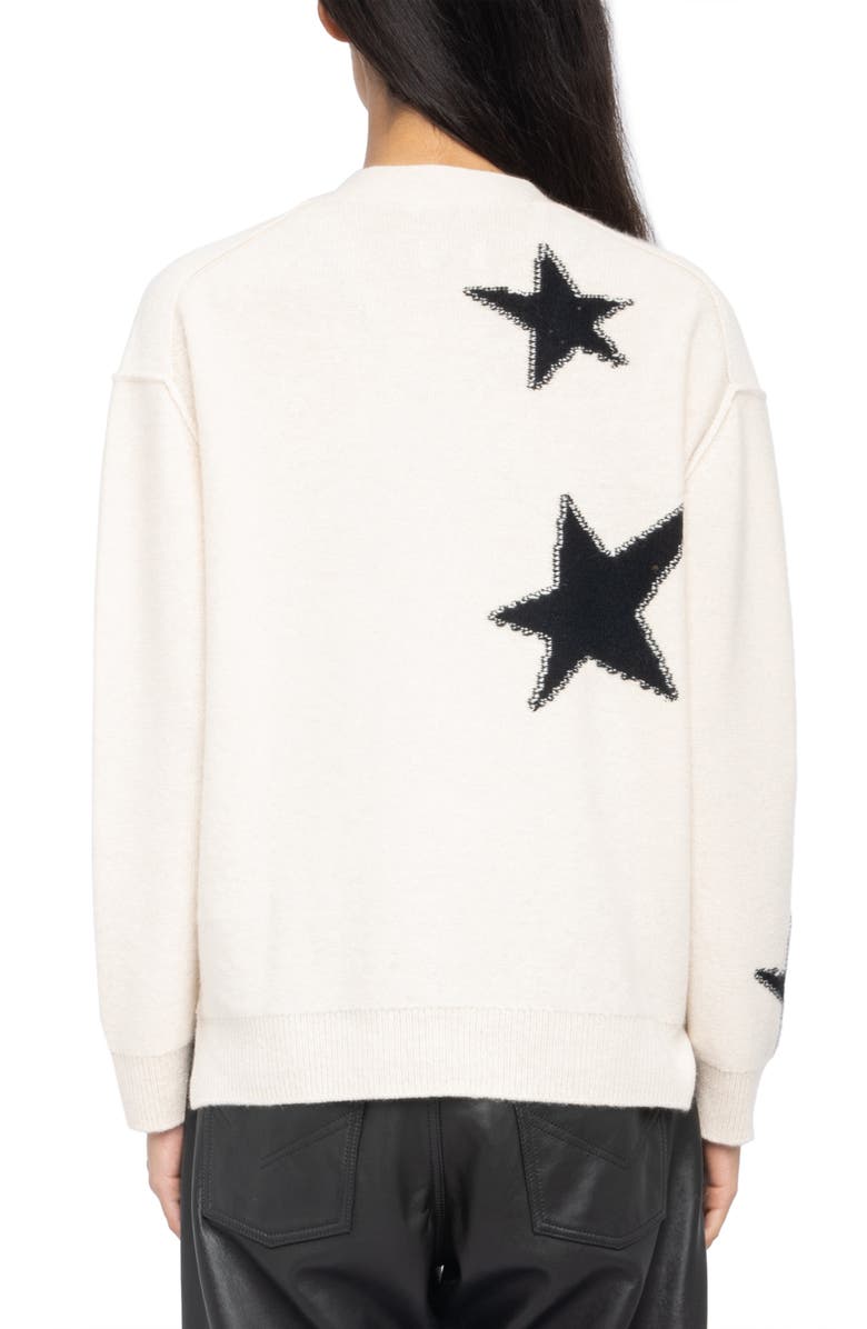 Zadig & Voltaire Mirka Star Cashmere Cardigan, Alternate, color, Ecru