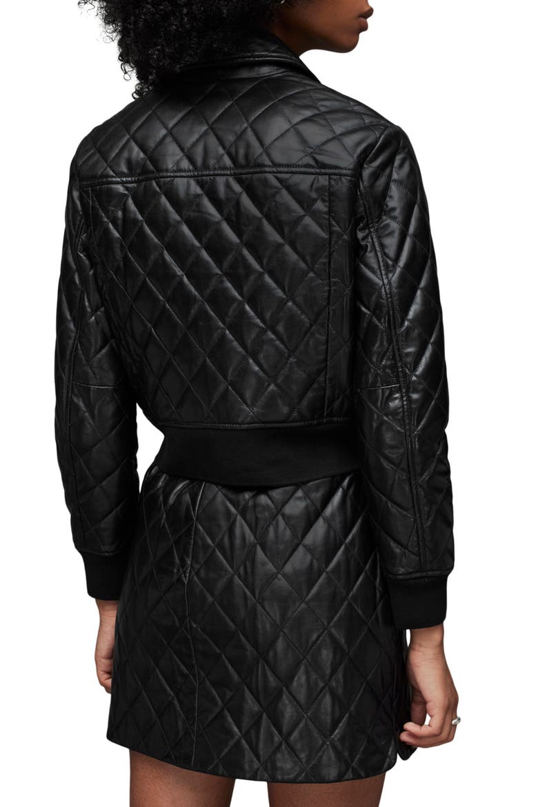 Quinn Quilted Leather Bomber Jacket, Alternate, color, HIGH SHINE BLACK