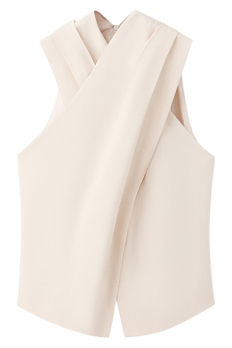 Pleated Crossover Top, Alternate, color, ECRU