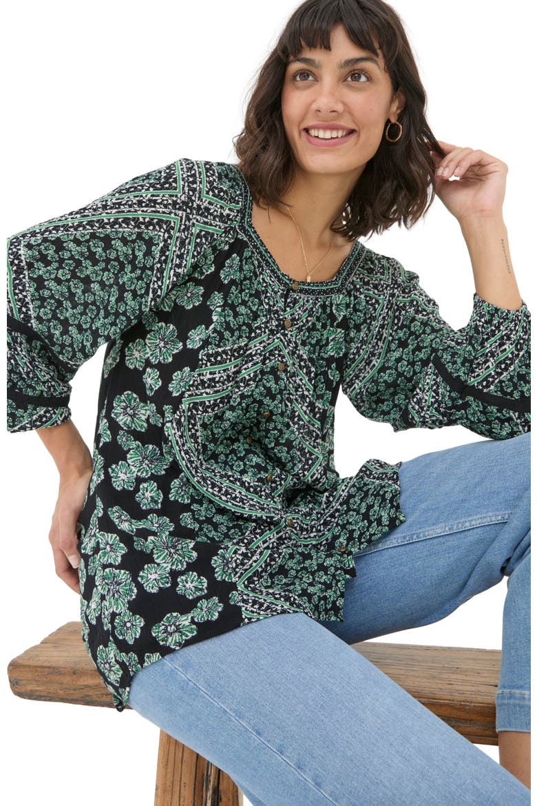 Women's Caitlin Spaced Floral Tunic, Alternate, color, Washed Black
