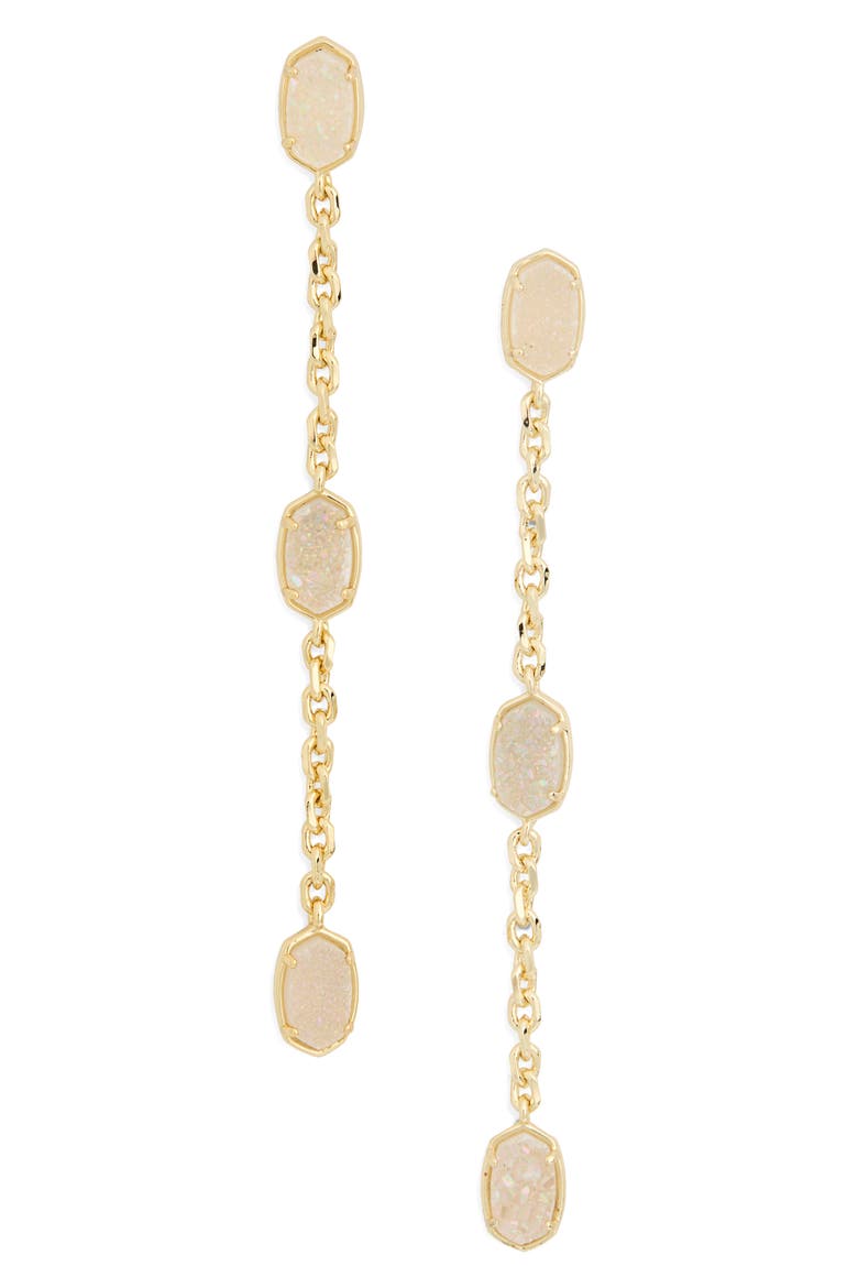 Emilie Linear Earrings, Main, color, GOLD IRIDESCENT DRUSY
