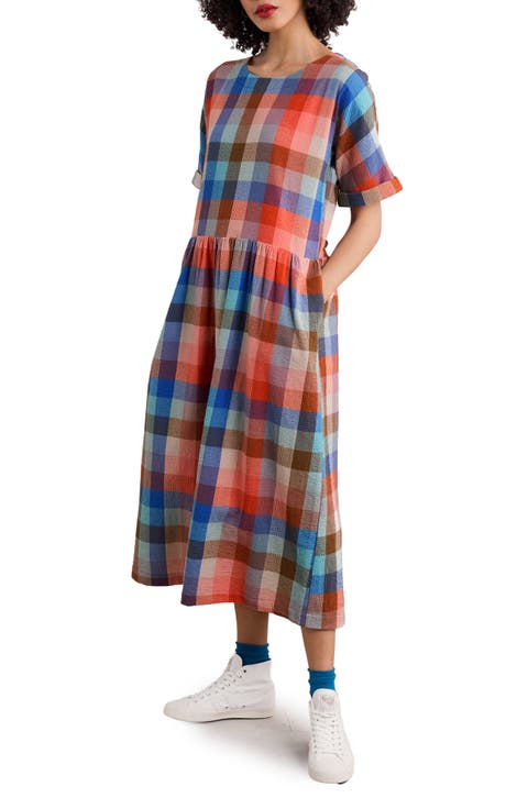 Brouse Check Organic Cotton Midi Dress