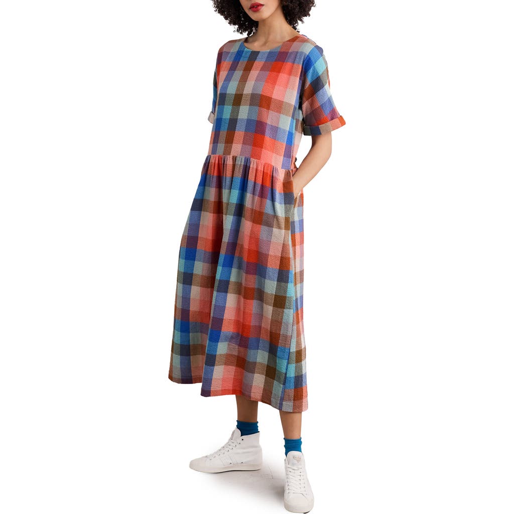 SEASALT CORNWALL SEASALT CORNWALL BROUSE CHECK ORGANIC COTTON MIDI DRESS