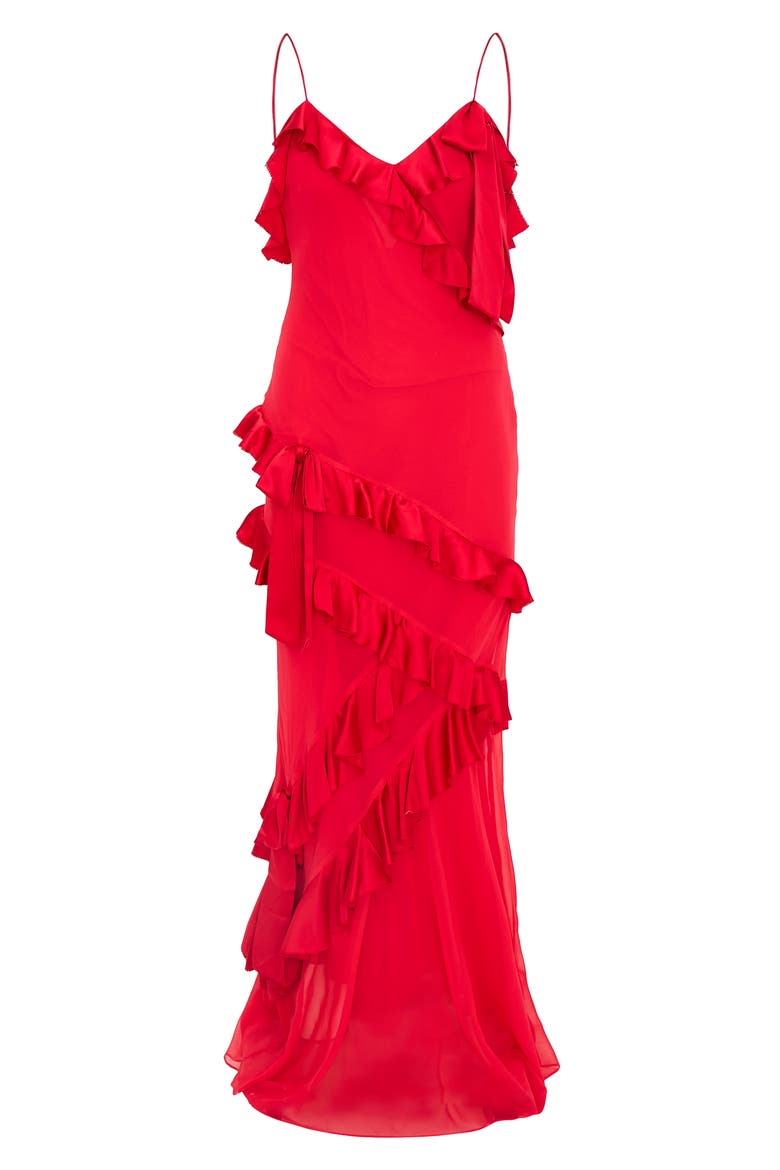 Rialto Ruffle Silk Dress, Alternate, color, RED