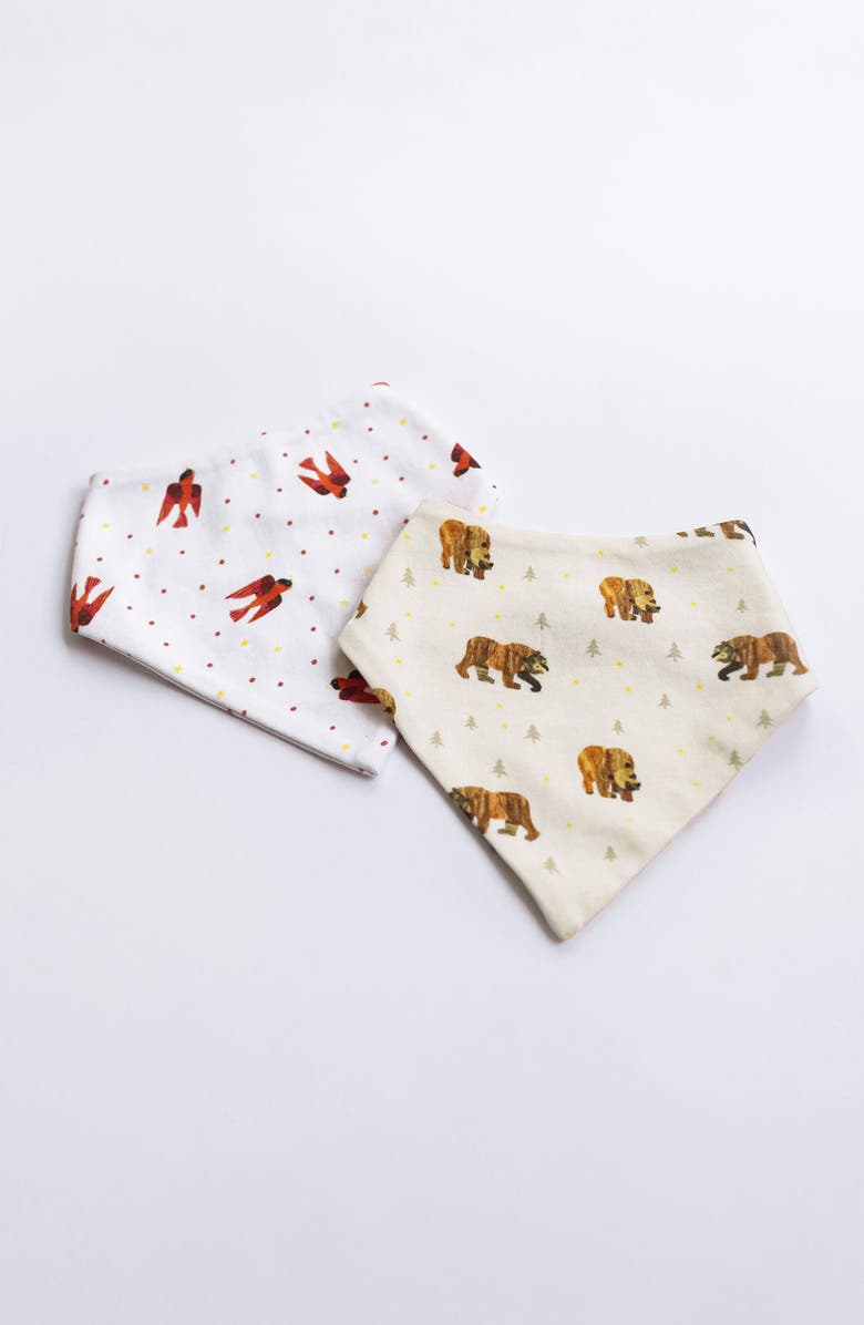 L'ovedbaby x The World of Eric Carle<sup>™</sup> 2-Pack Organic Cotton Bandana Bibs, Alternate, color, Brown Bear