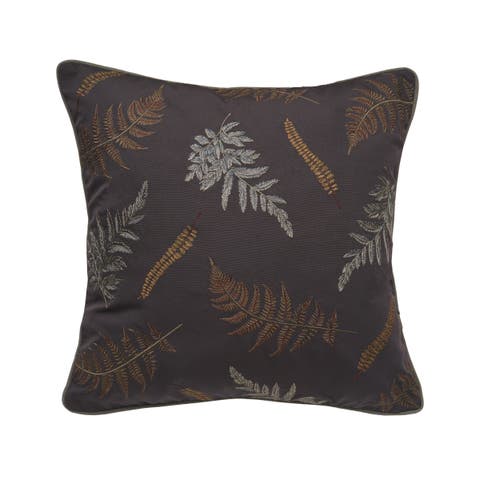 Ferns Pattern Indoor/Outdoor Ebony Pillow